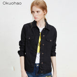 Solid Turn-down Collar Jean Jacket for Women Loose Casual Blue Fashionable Women Coats Female outwear Denim Feminine